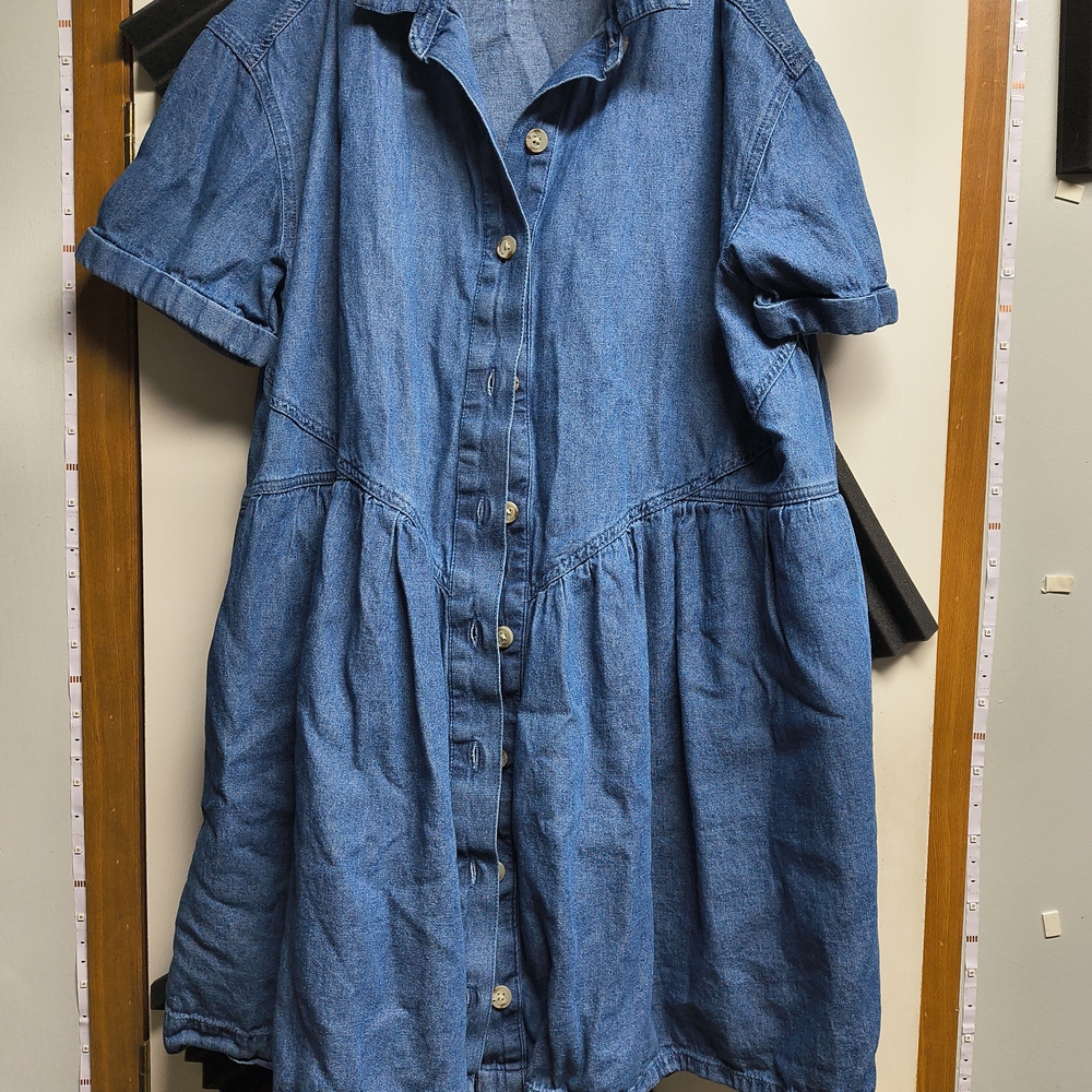 Blue Denim Button-Up Dress